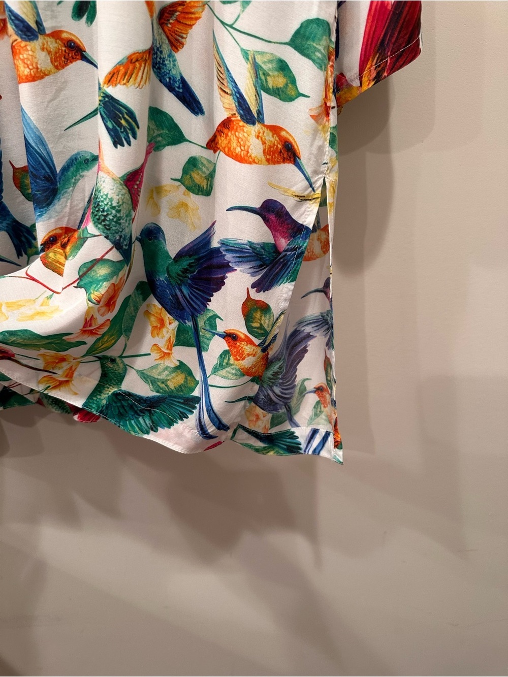 John Mark Hummingbird Floral  Button Down Blouse Novelty Print Quirky Sz 2X - Picture 9 of 12